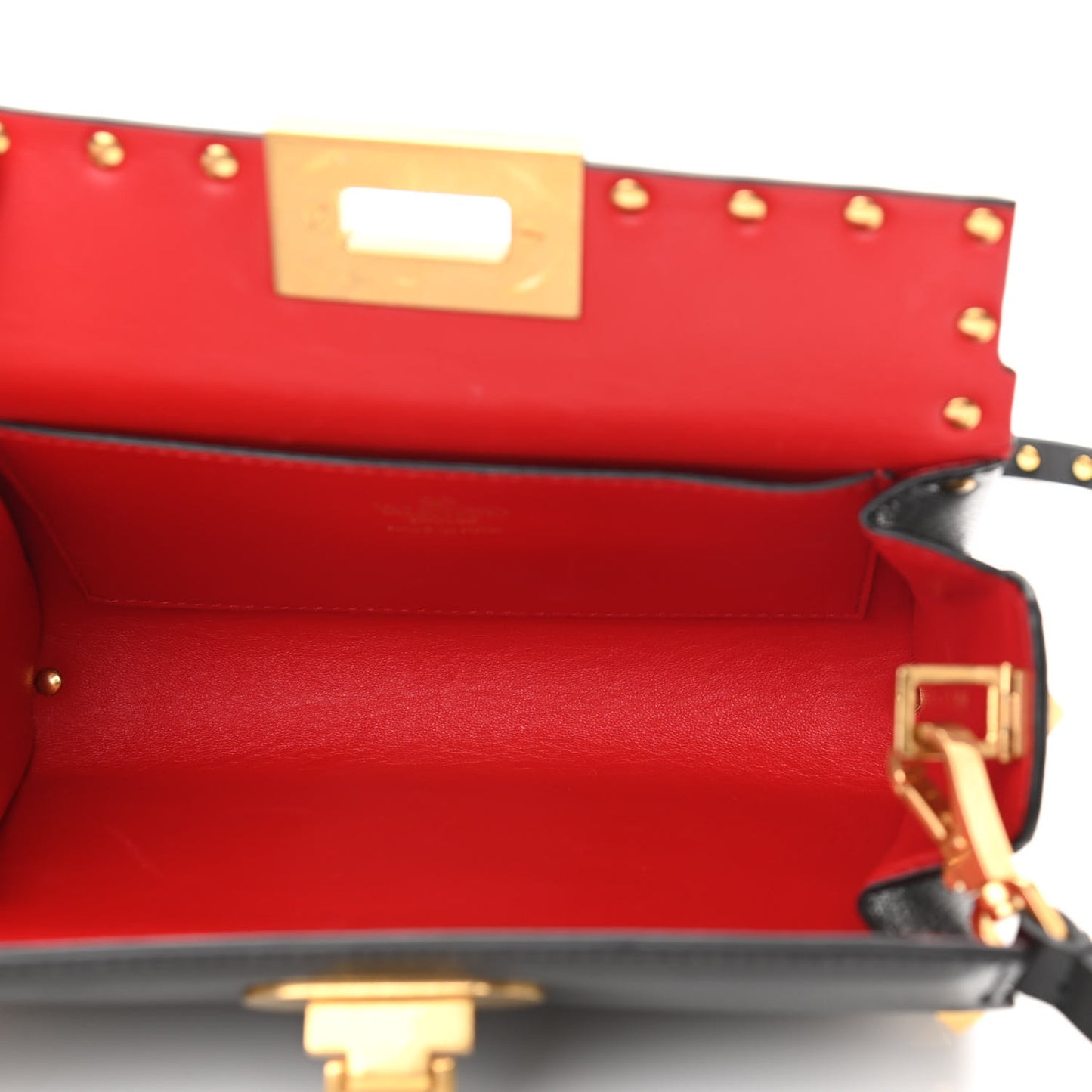 Grainy Calfskin Rockstud Alcove Box Clutch Black