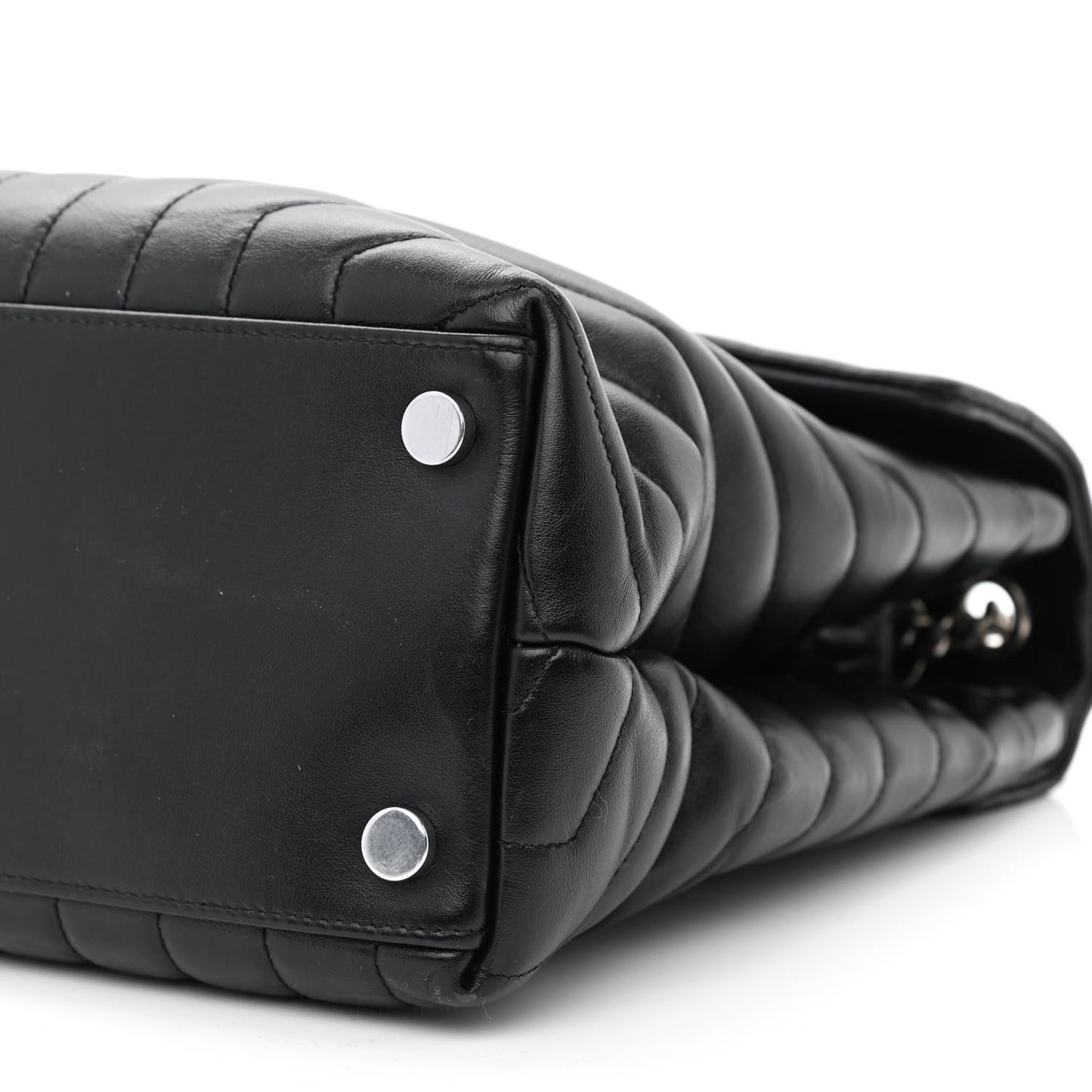 Calfskin Y Quilted Monogram Large Loulou Chain Satchel Black