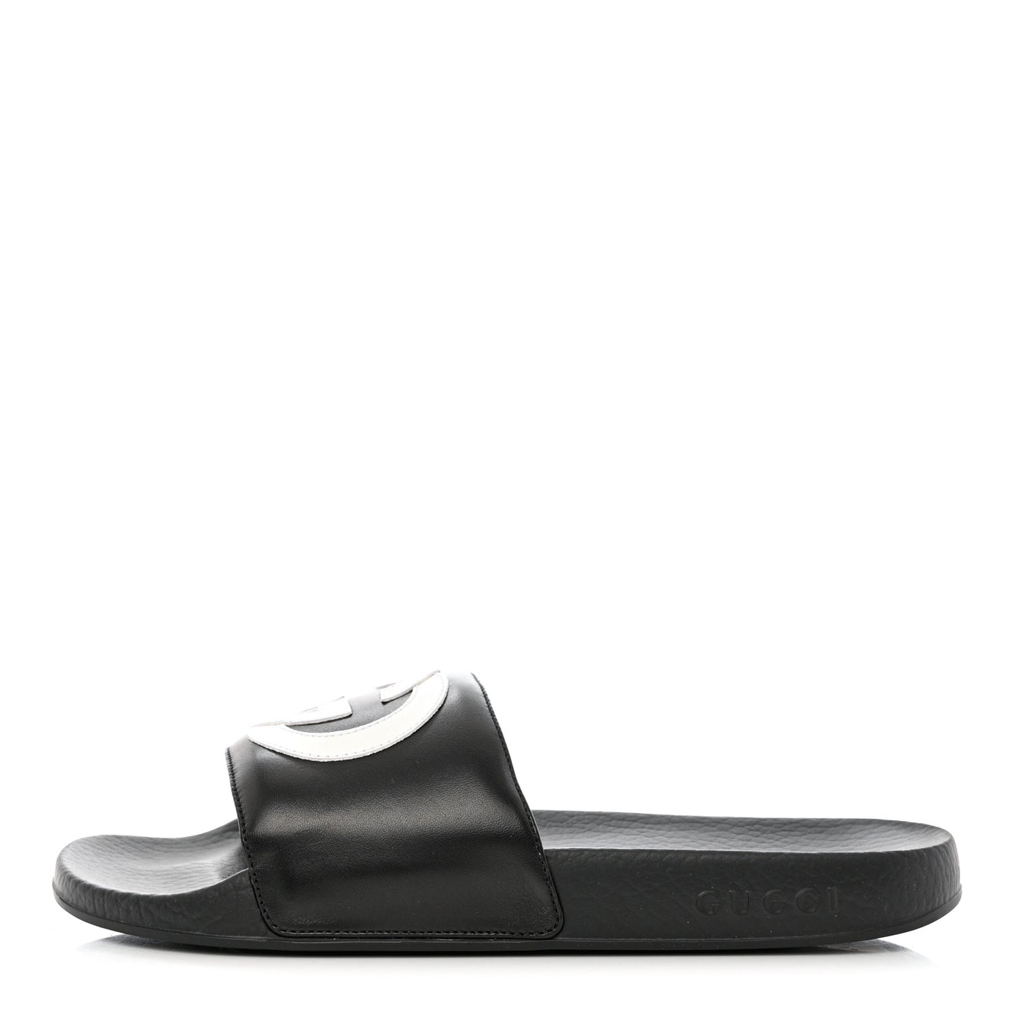 Nappa Miro Soft Calfskin Womens Interlocking G Slide Sandals 40 Black White