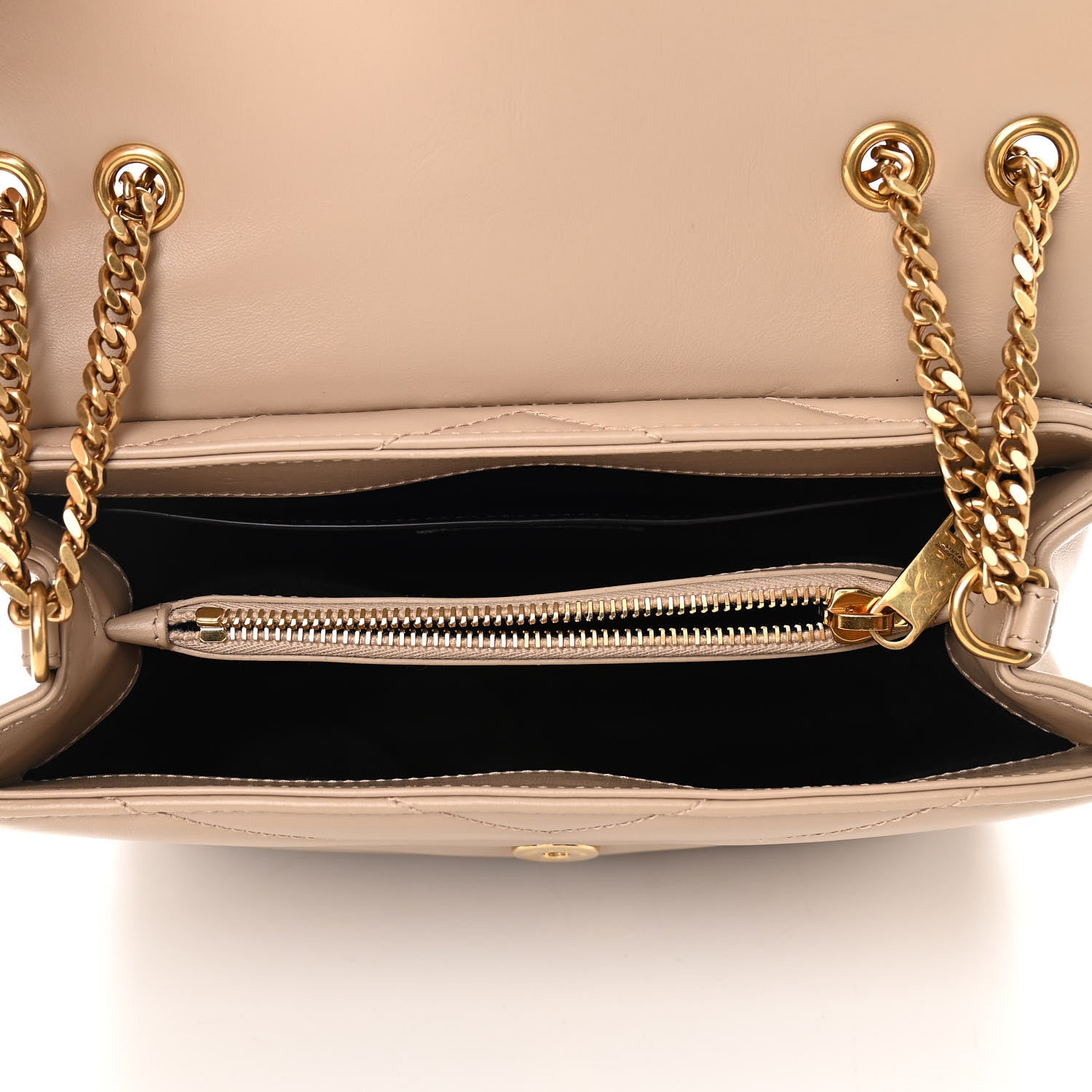 Saint Laurent Calfskin Y Quilted Monogram Small Loulou Chain Satchel Dark Beige 5 of 9