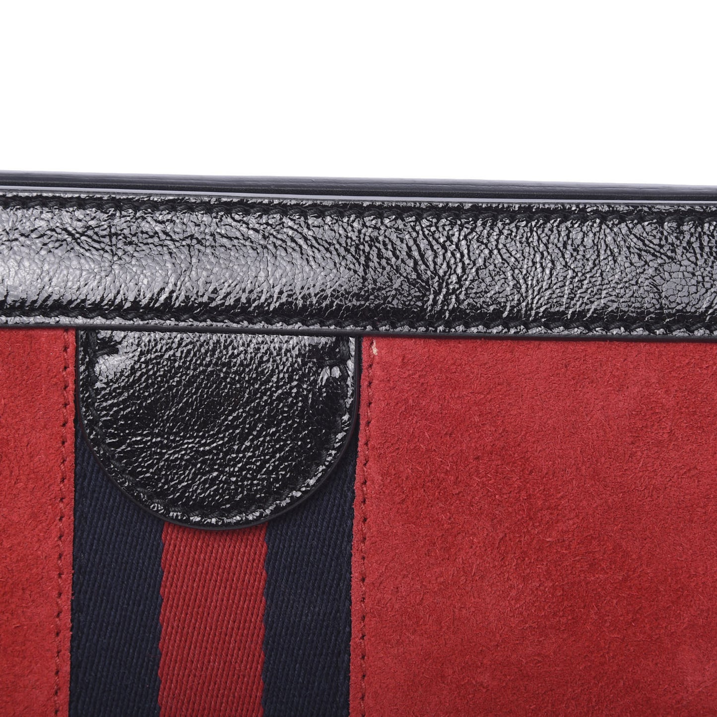 Suede Patent Web Small Ophidia Chain Shoulder Bag Hibiscus Red Black