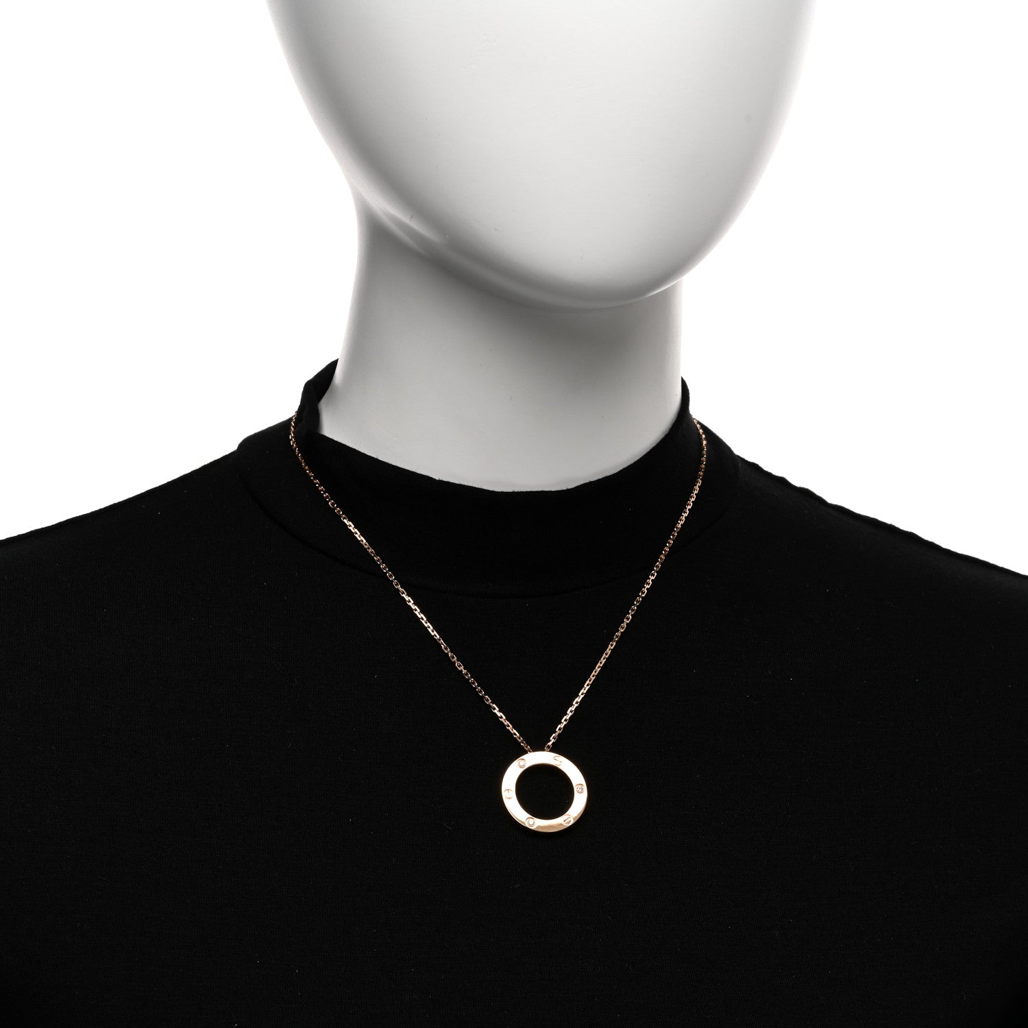 Cartier 18K Pink Gold 3 Diamonds LOVE Pendant Necklace 2 of 5