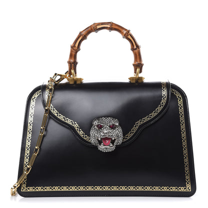 Gucci Calfskin Bamboo Medium Thiara Top Handle Bag Black 1 of 12