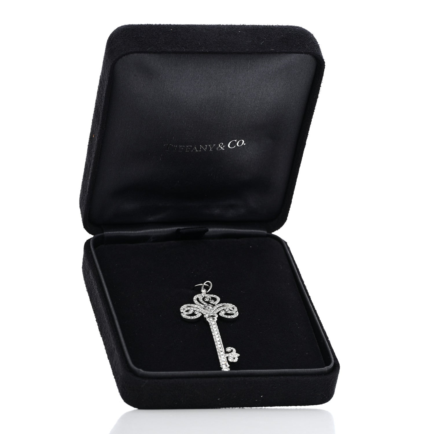 Tiffany Platinum Diamond Enchant Heart Key Pendant 5 of 5