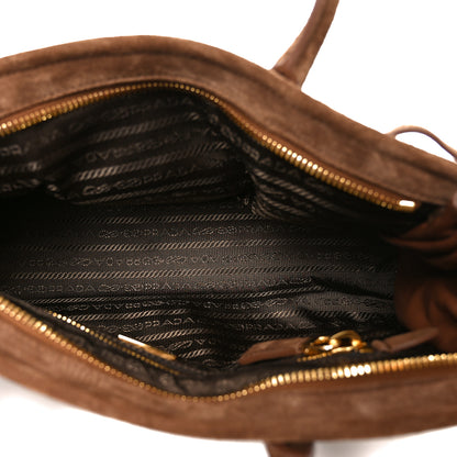 Prada Suede Triangle Medium Bonnie Shoulder Bag Cacao 5 of 9