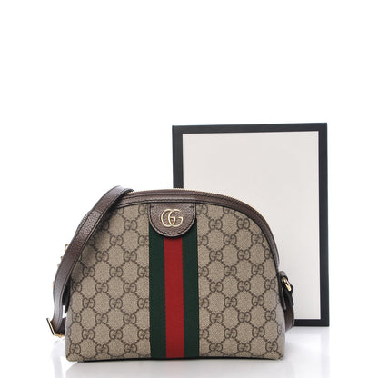 Gucci GG Supreme Monogram Textured Dollar Calfskin Web Small Ophidia Dome Shoulder Bag Beige Ebony New Acero 8 of 8