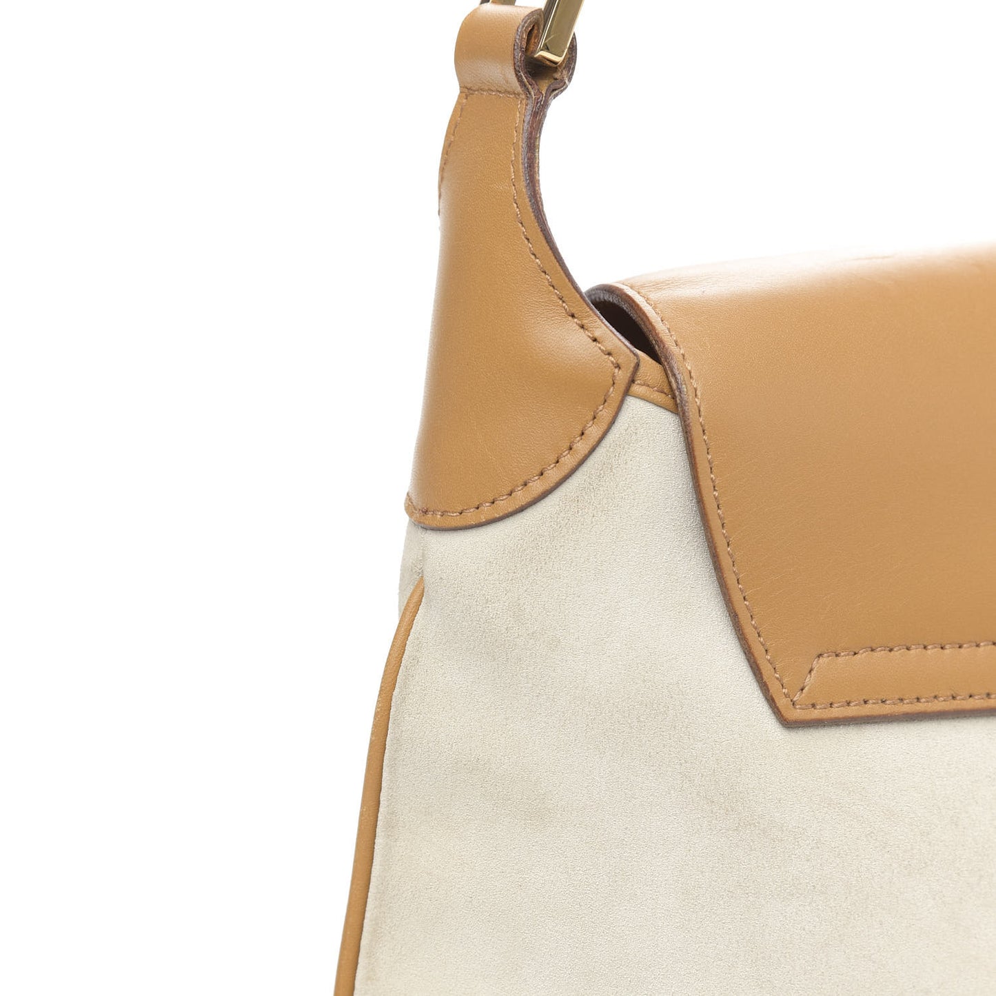 Suede Calfskin Bamboo Handle Jackie O Hobo Beige