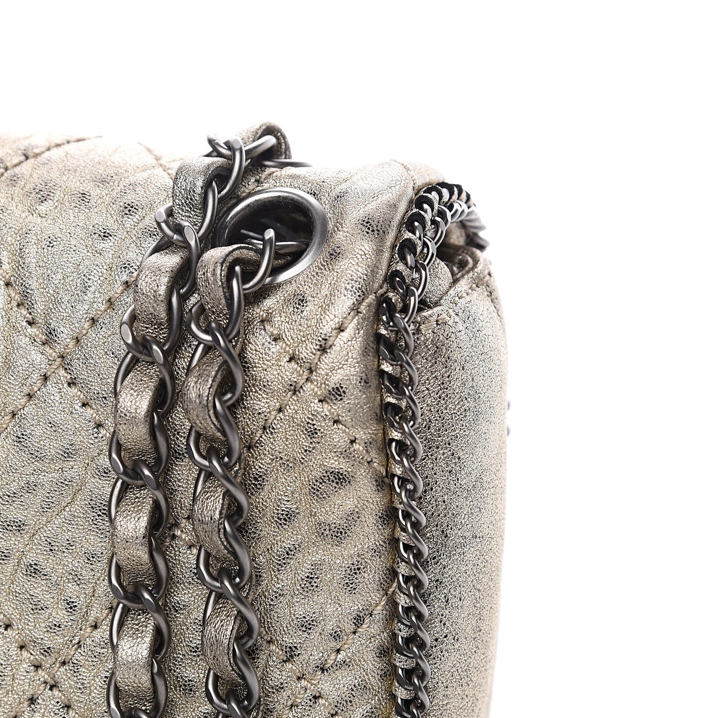 Distressed Lambskin Medium Leo Lion Flap Metallic