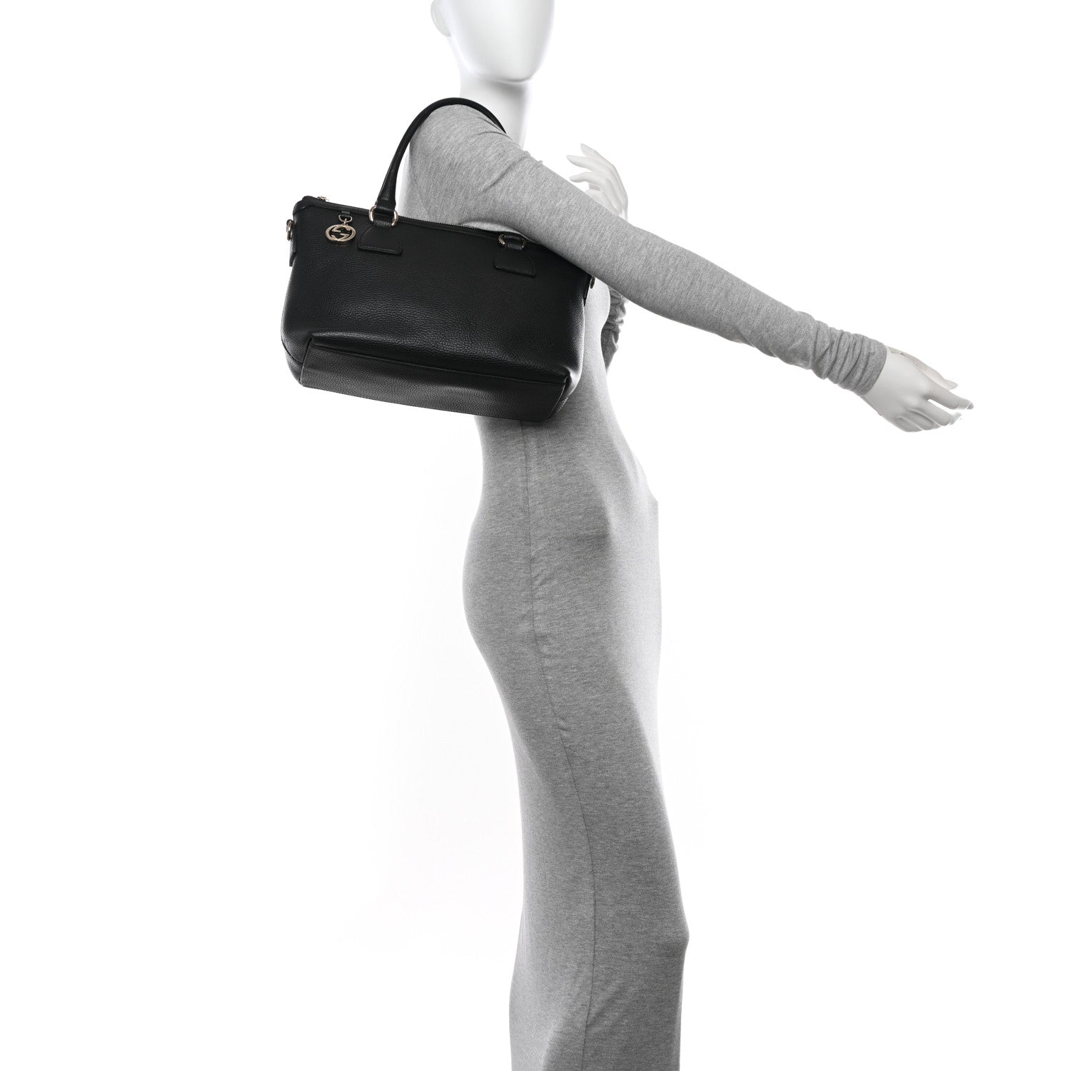 Gucci Dollar Calfskin GG Charm Satchel Black 3 of 11