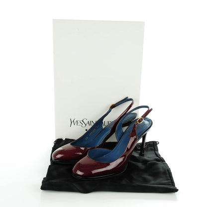 Saint Laurent Vitello Vernice Nicole 80 Slingback Pumps 36 Burgundy 8 of 8