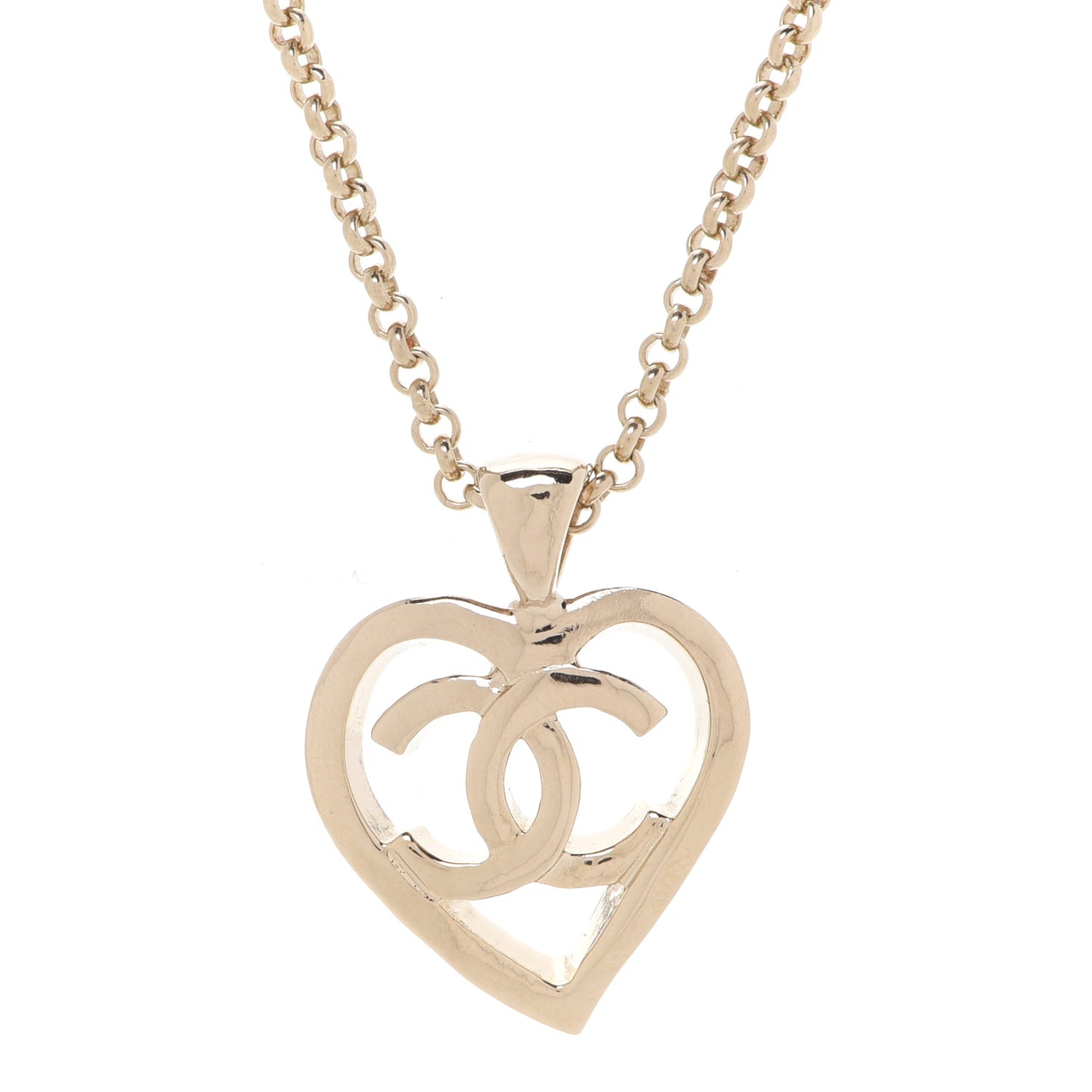 CC Heart Chain Pendant Necklace Gold