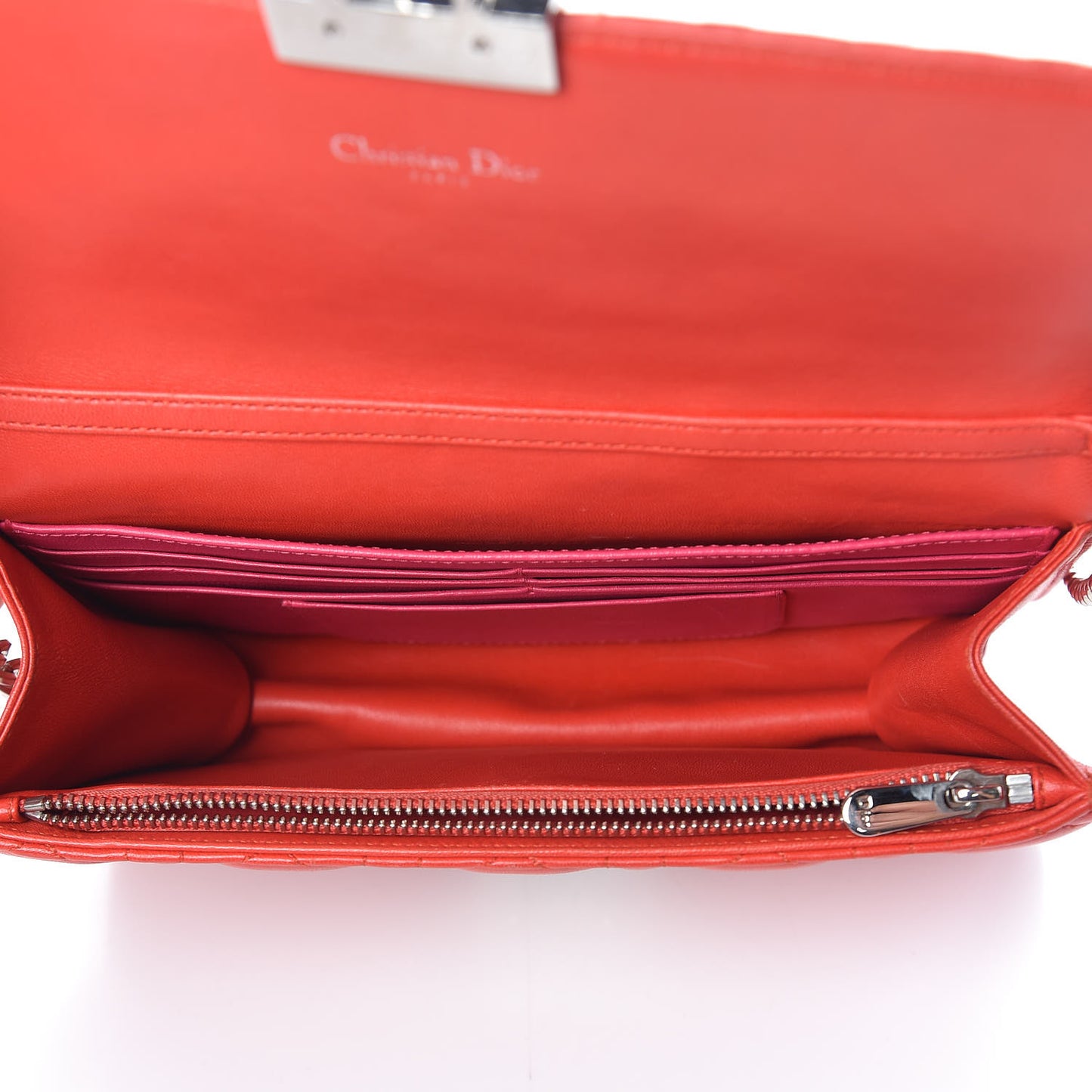 Lambskin Cannage Miss Dior Promenade Pouch Vermillion