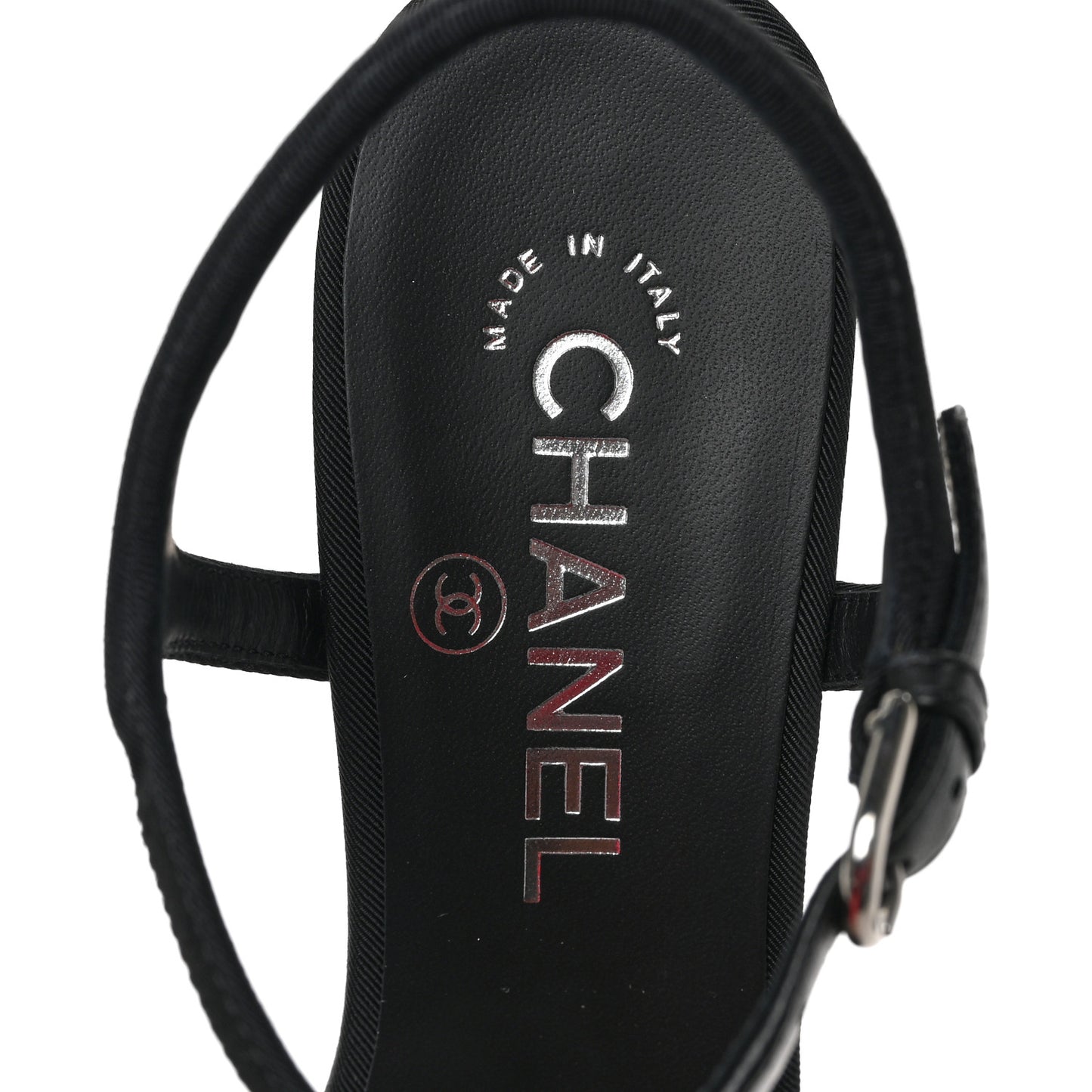 Grosgrain Strass Logo Platform Sandals 37.5 Black Silver