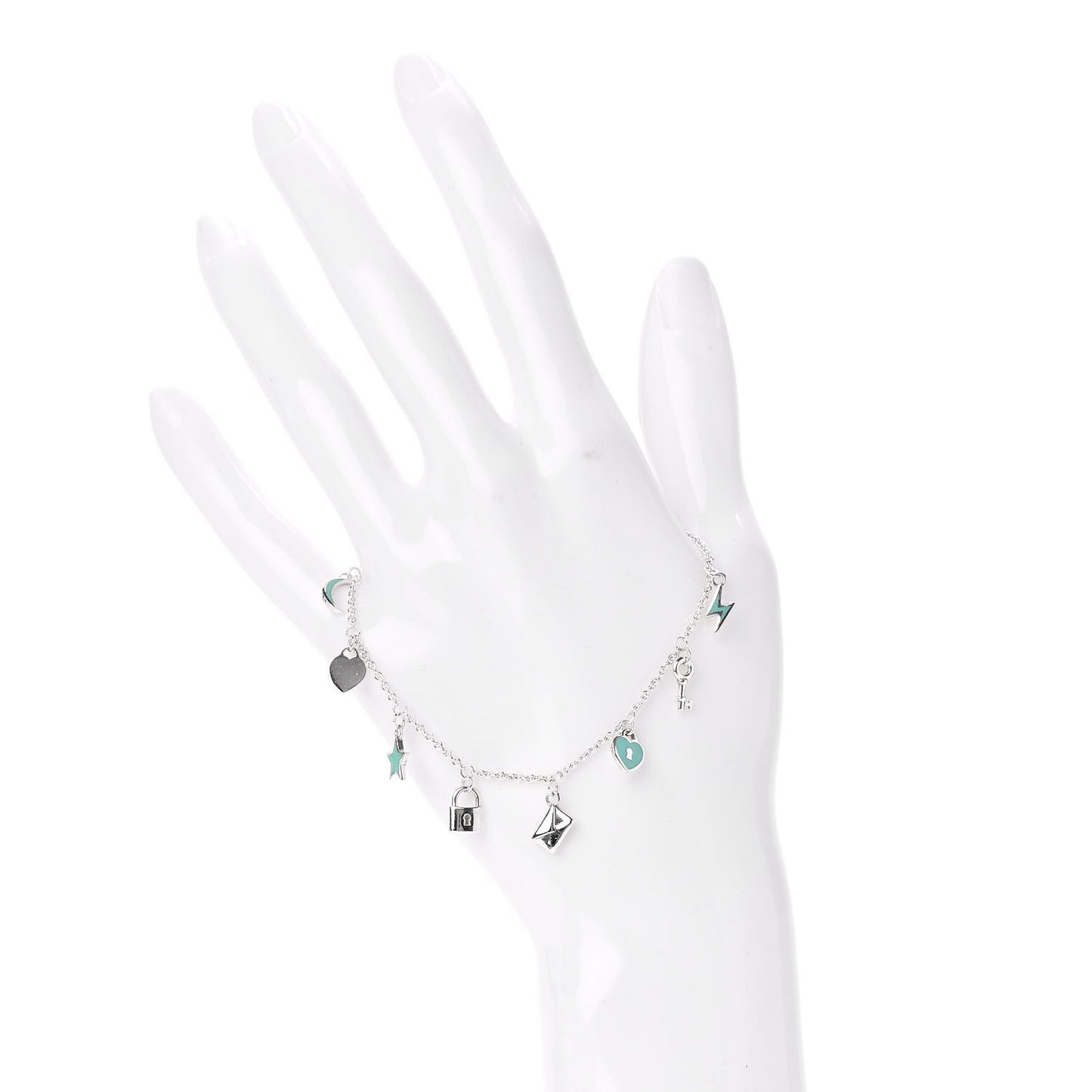 Sterling Silver Enamel Love Notes Charm Bracelet Blue