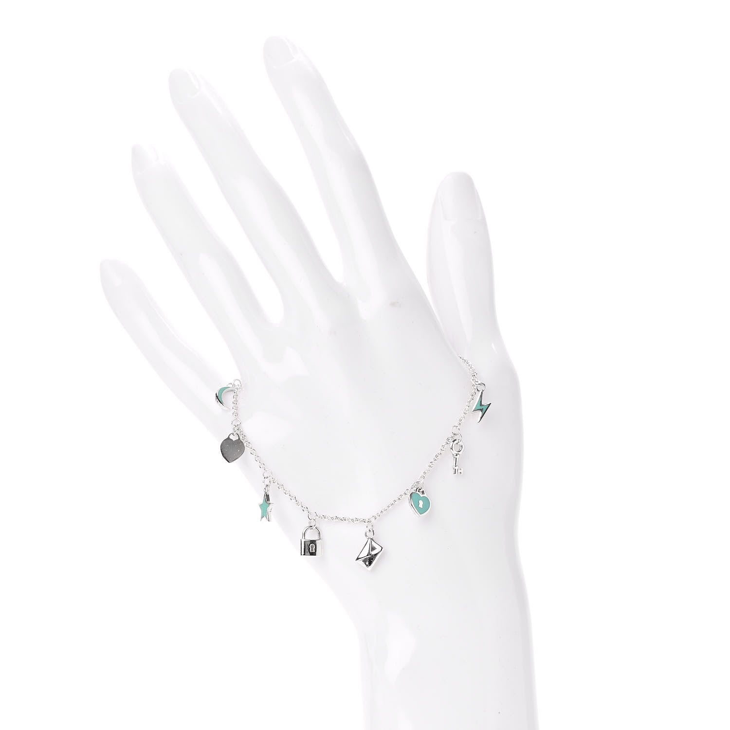 Tiffany Sterling Silver Enamel Love Notes Charm Bracelet Blue 2 of 5