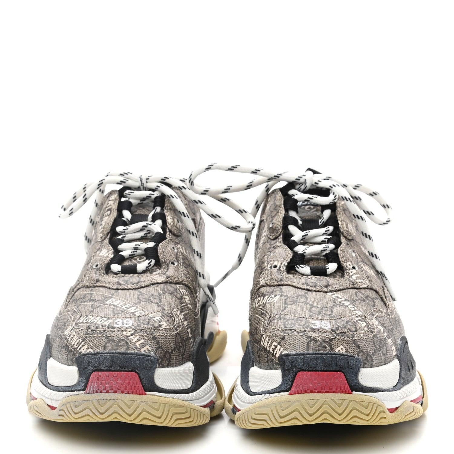 Balenciaga X GUCCI GG Supreme Monogram Allover Logo Mens Triple S Sneakers 39 Beige Ebony Mystic White 2 of 8