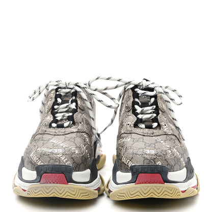 Balenciaga X GUCCI GG Supreme Monogram Allover Logo Mens Triple S Sneakers 39 Beige Ebony Mystic White 2 of 8