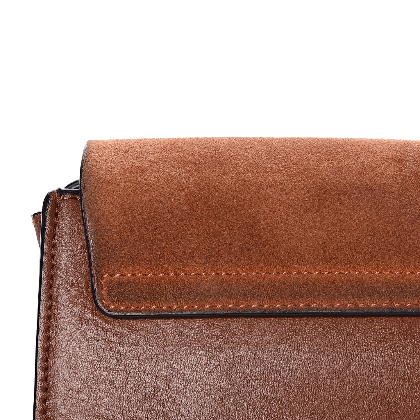 Suede Calfskin Small Faye Shoulder Bag Tobacco