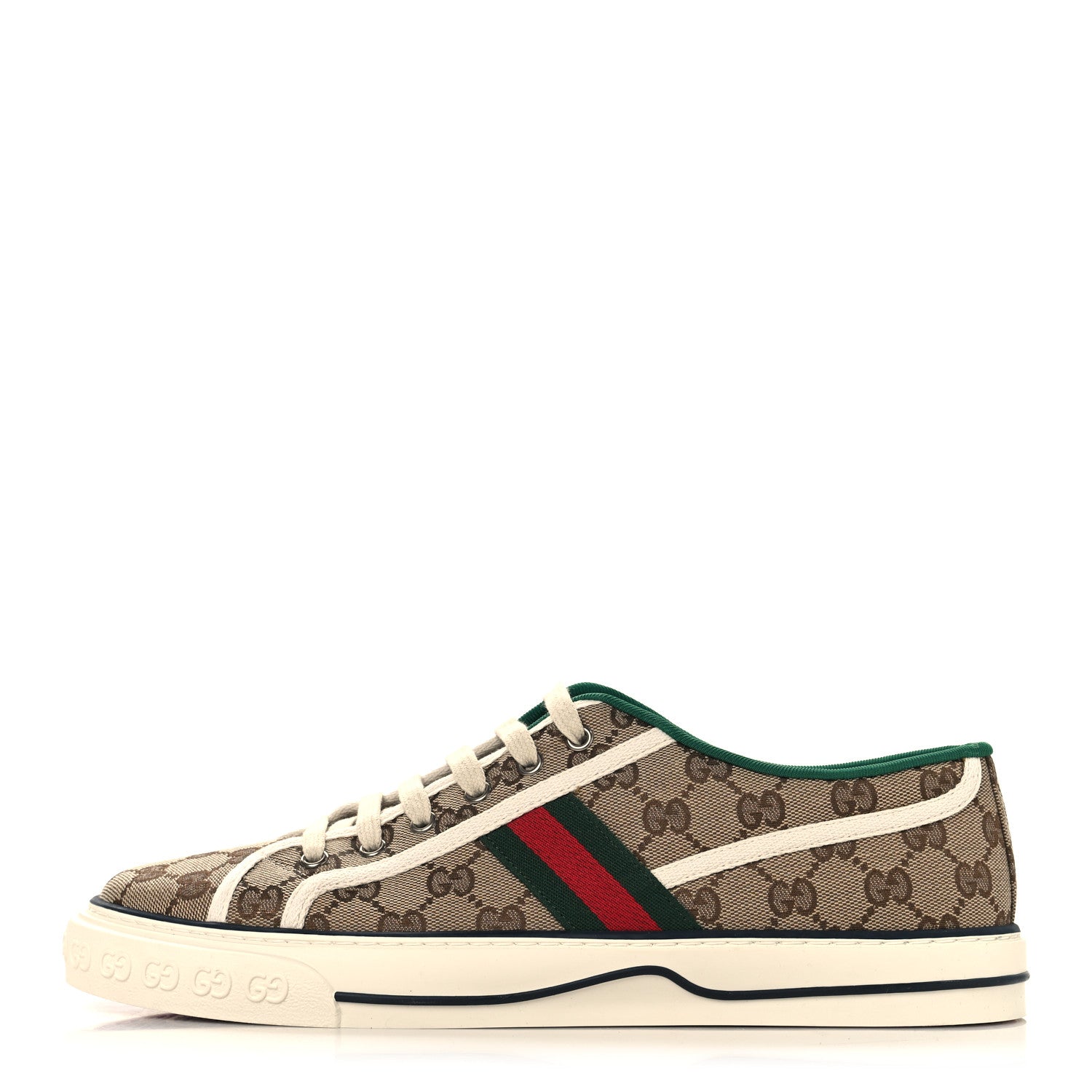 Gucci GG Monogram Web Mens 1977 Tennis Sneakers 11 Beige Ebony Mystic White Vert 1 of 8