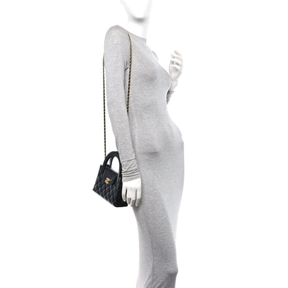 Chanel Shiny Aged Calfskin Quilted Nano Kelly Shopper Black 2 of 10