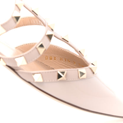 Valentino Garavani Patent Rockstud Flat Cage Mules 38 Poudre 8 of 11
