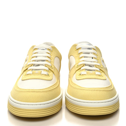 Chanel Cotton Sneakers 40 Yellow White 2 of 9
