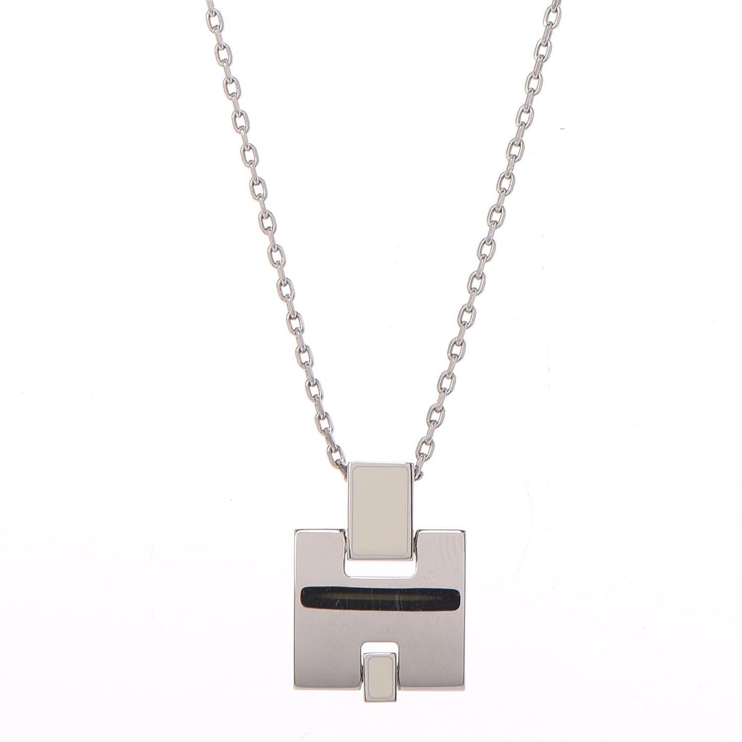 Lacquered Palladium Eileen Pendant Necklace Blanc White