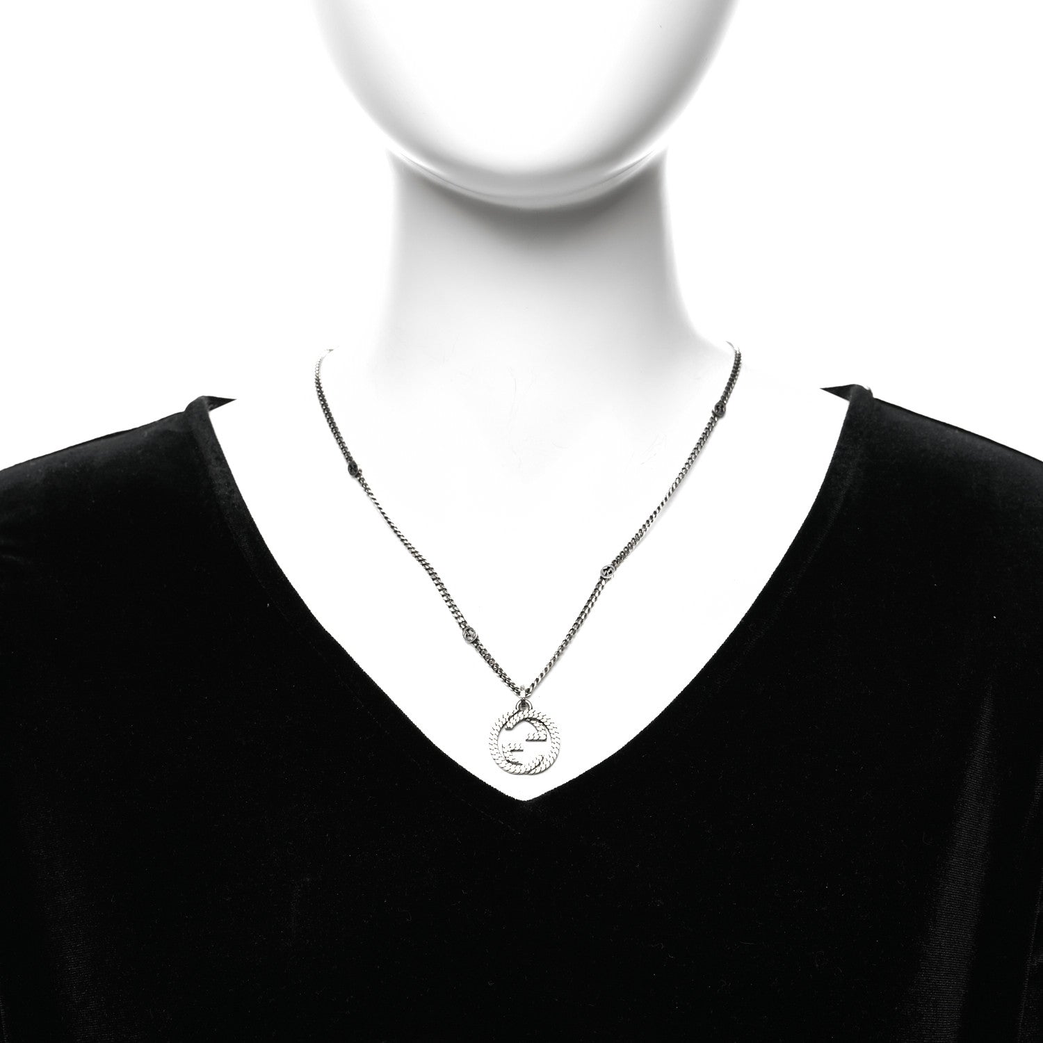 Gucci Sterling Silver Interlocking G Pendant Necklace 2 of 6