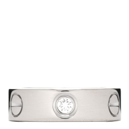 Cartier 18K White Gold 3 Diamond 5.5mm LOVE Ring 47 4.25 1 of 5