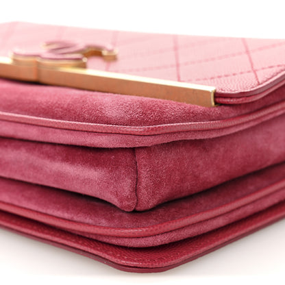 Chanel Caviar Suede Stitched Lady Coco Flap Pink 10 of 11