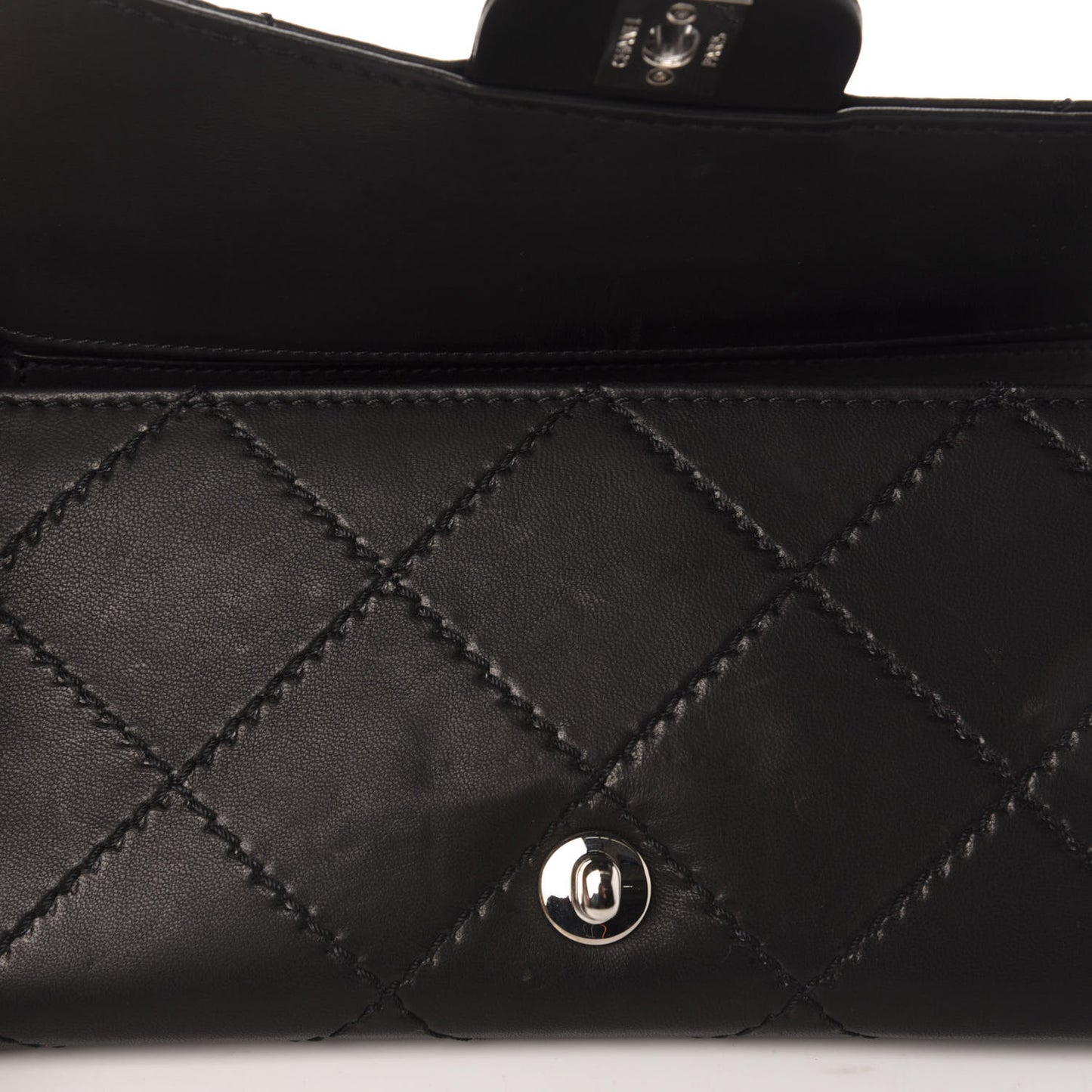 Lambskin Stitched Orient Express Wallet on Chain WOC Black