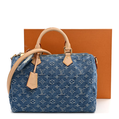 Louis Vuitton Monogram Denim Speedy Soft 30 Blue 10 of 10