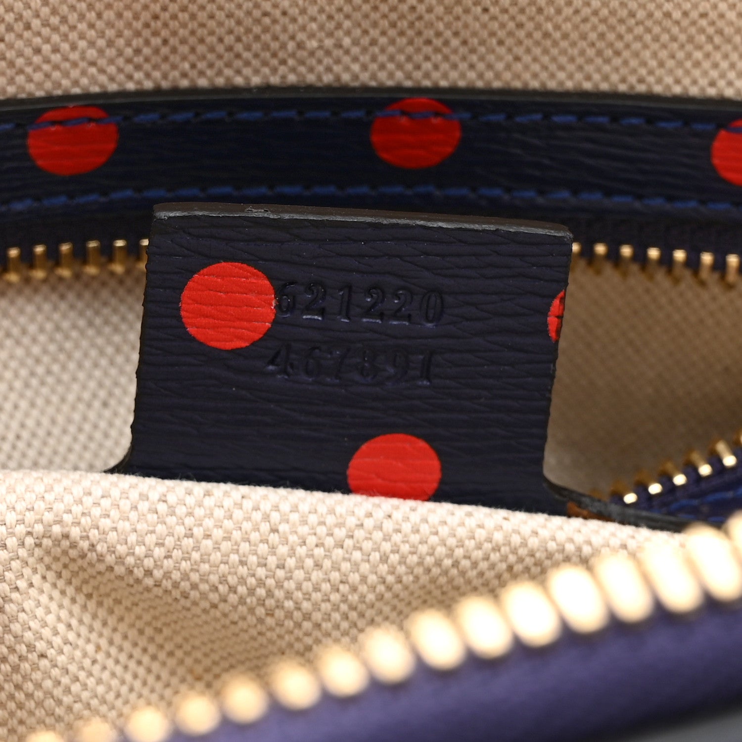 Gucci Shangai Calfskin Polka Dot Small Horsebit 1955 Top Handle Bag Blue Red 7 of 10