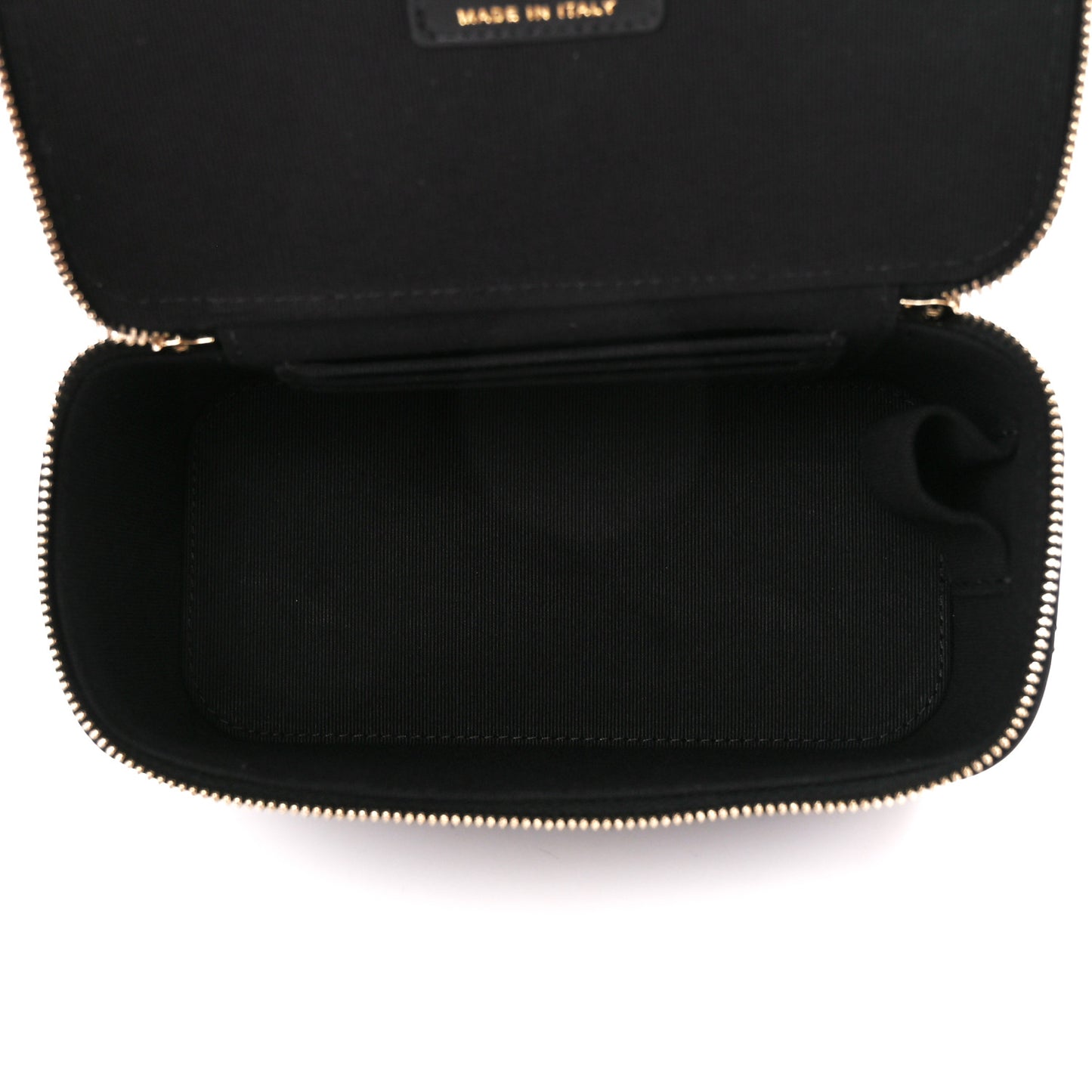 Lambskin Quilted Small Top Handle Vanity Case With Chain Black