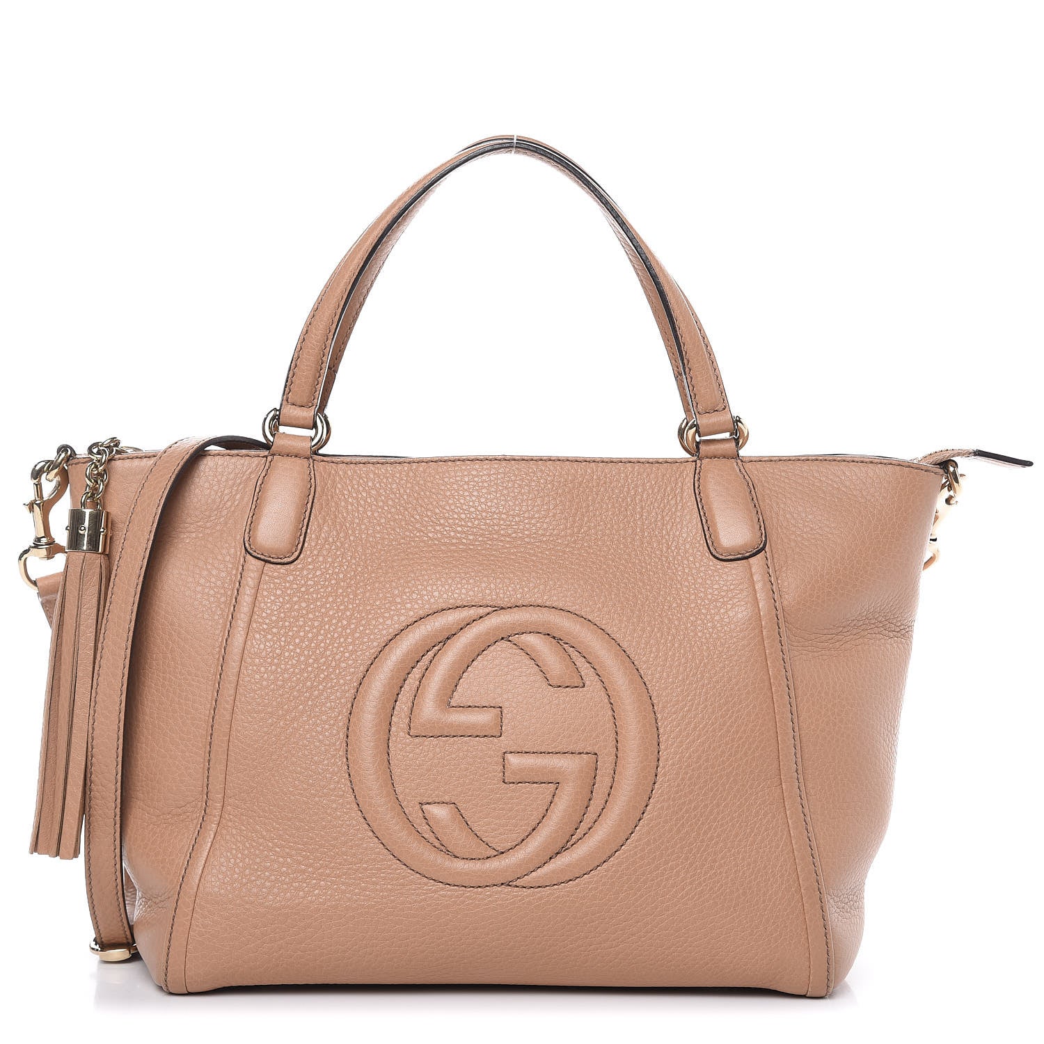 Gucci Pebbled Calfskin Small Soho Top Handle Bag Camelia 1 of 15