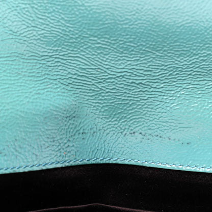 Saint Laurent Textured Patent Monogram Small Belle De Jour Clutch Turquoise 10 of 10