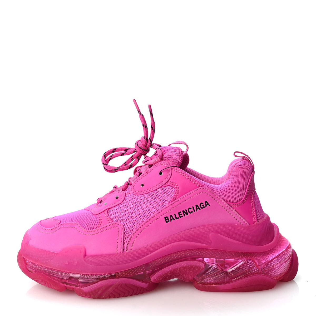 Fabric Mesh Clear Sole Fluo Womens Triple S Sneakers 41 Pink