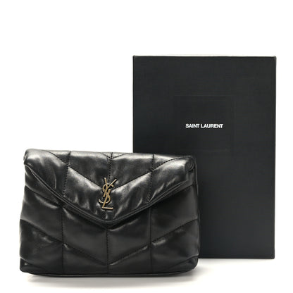Saint Laurent Lambskin Monogram Loulou Puffer Pouch Clutch Black 10 of 10