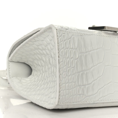 Balenciaga Calfskin Crocodile Embossed Small Hourglass Top Handle Bag White 8 of 9