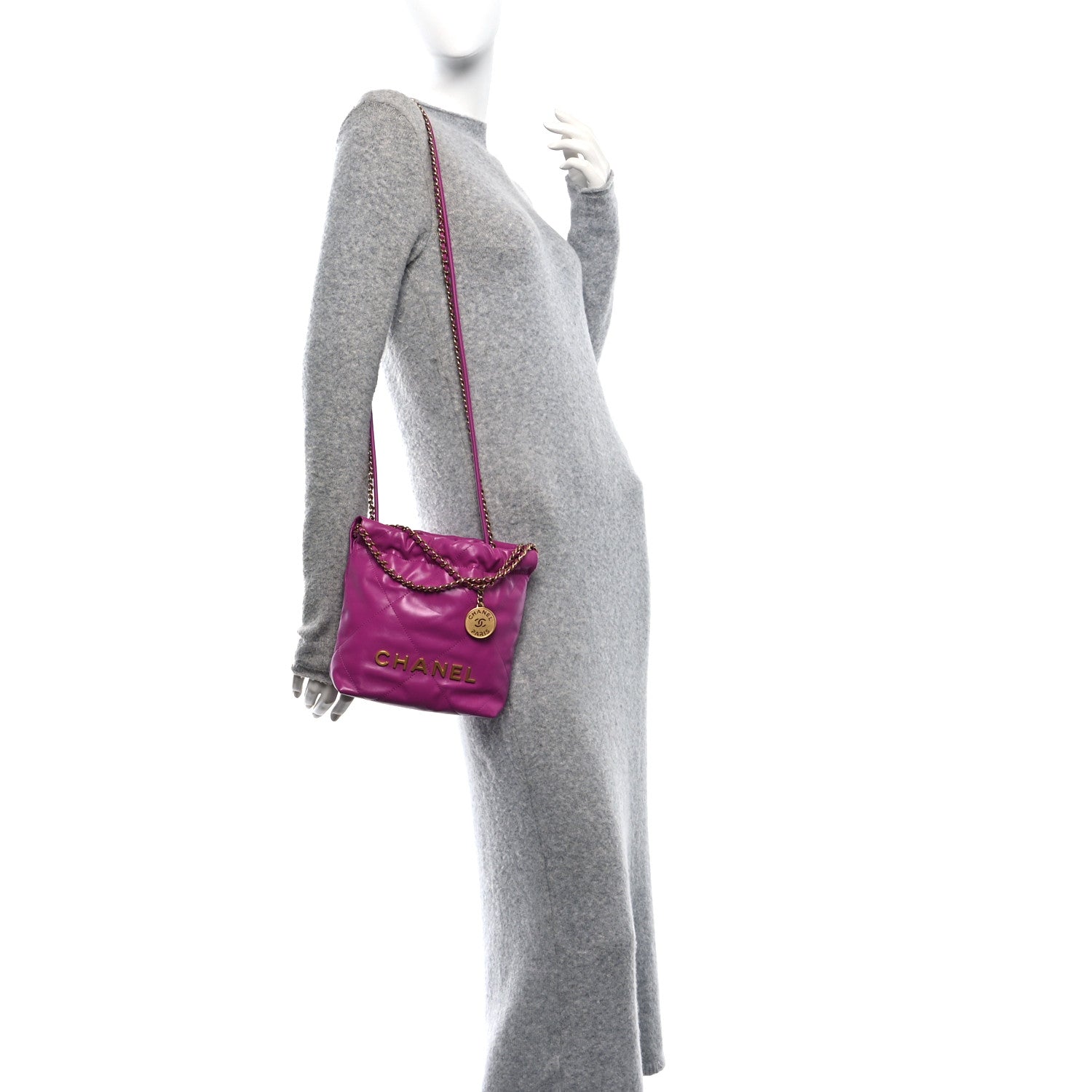 Chanel Shiny Calfskin Quilted Mini Chanel 22 Purple 2 of 11