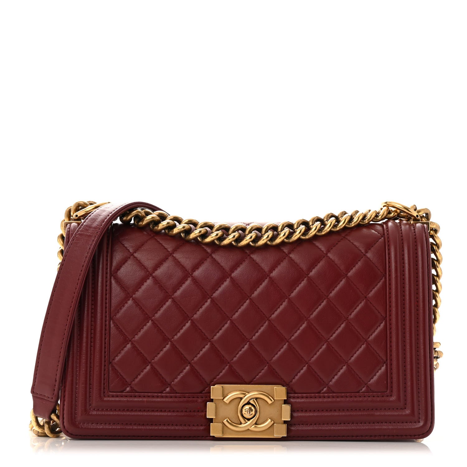 Chanel Lambskin Quilted Medium Boy Flap Dark Red 1 of 12