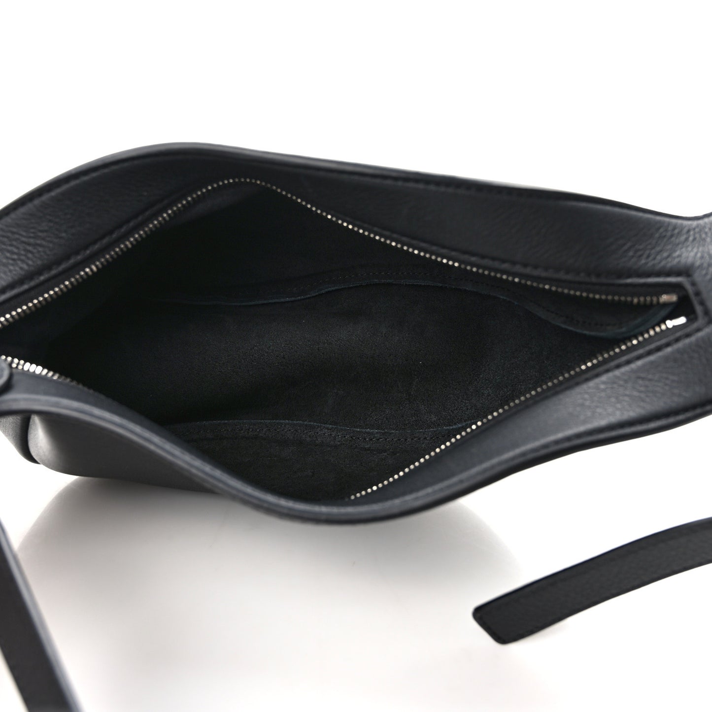 Grained Calfskin Small Slouchy Banana Bag Black