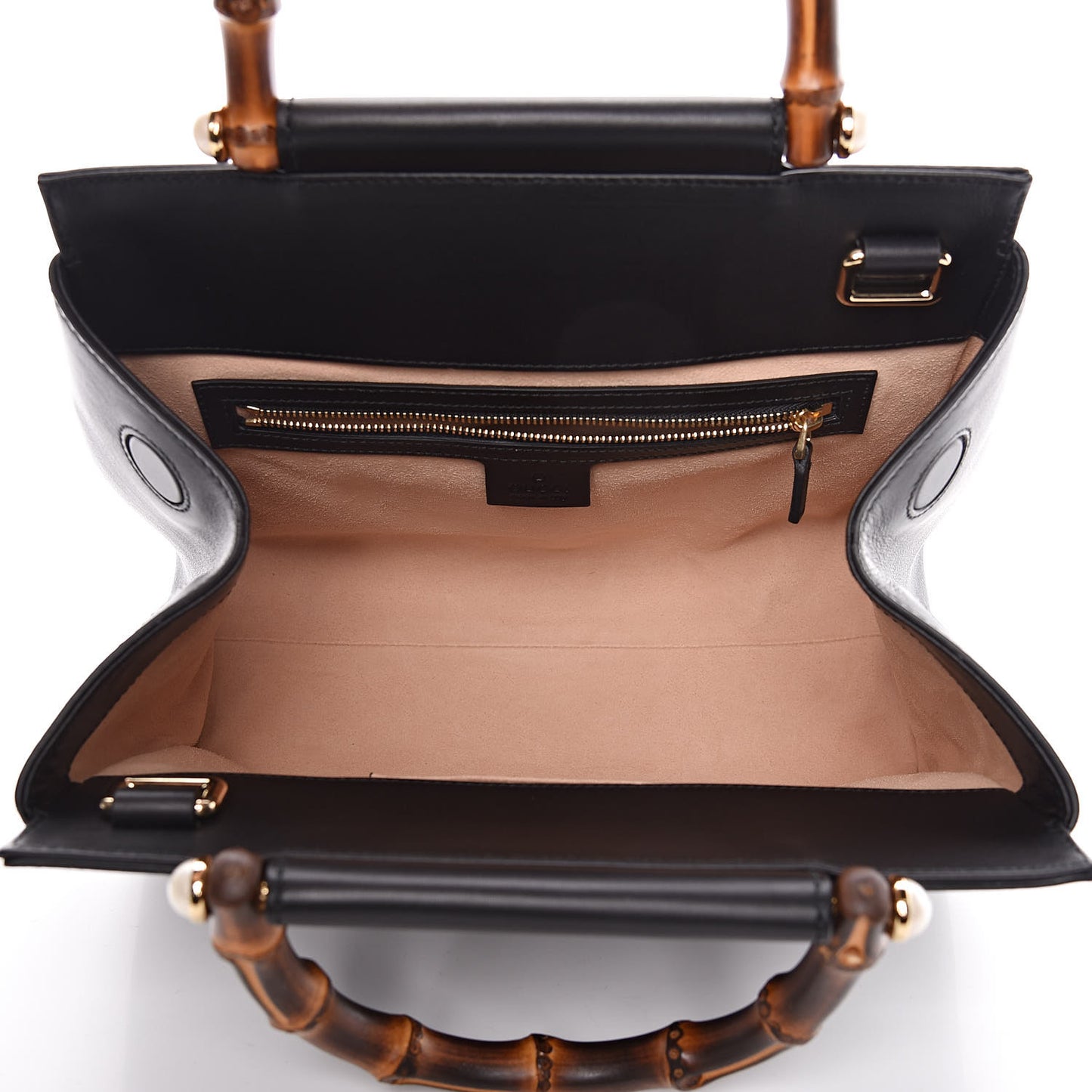 Nappa Bamboo Small Nymphaea Top Handle Bag Black