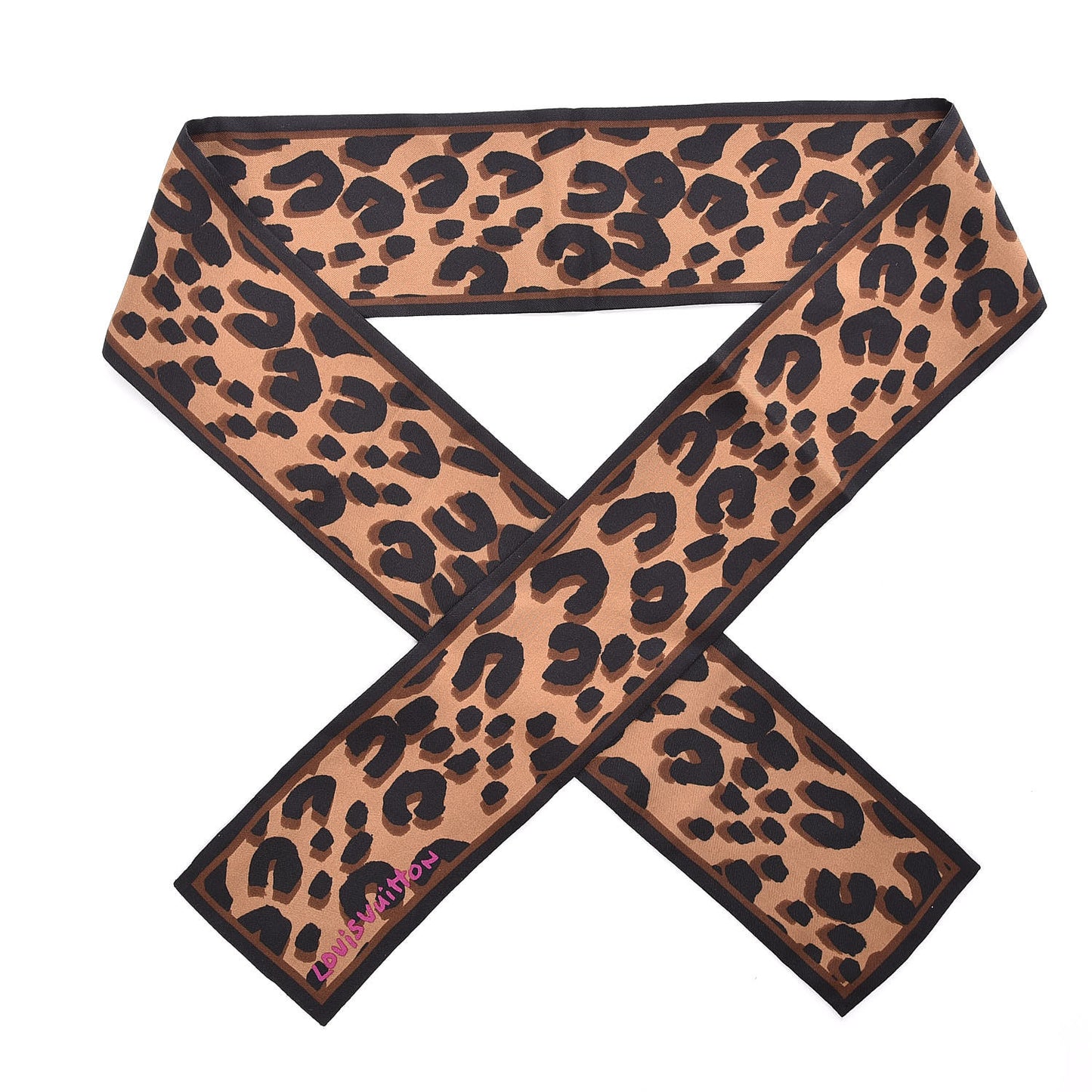 Silk Leopard Bandeau Scarf Marron