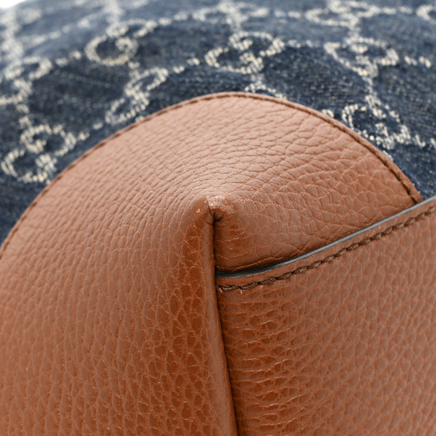 New Denim GG Monogram Medium Ophidia Shopping Tote Blue Tea Cuir