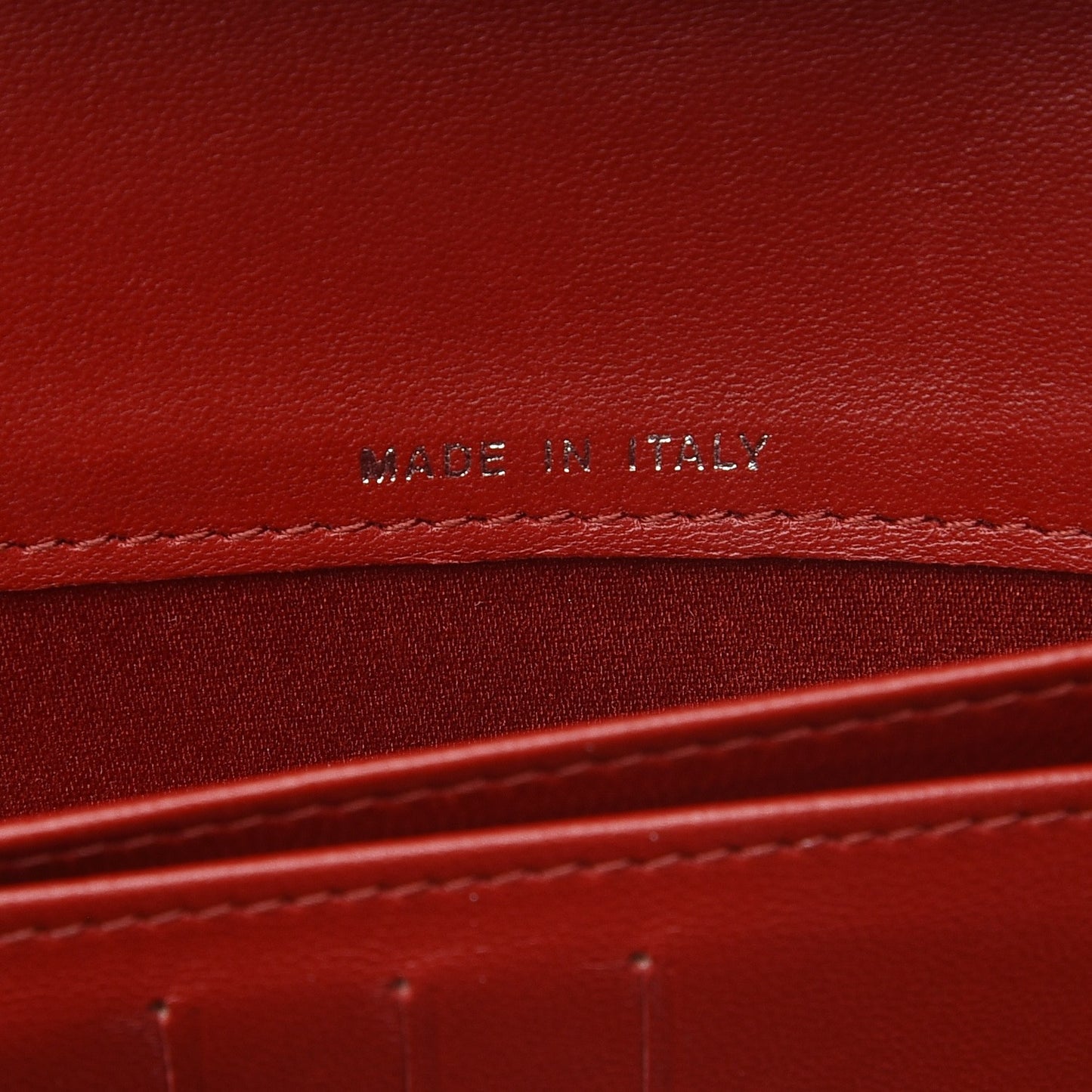 Lambskin Camellia Embossed Yen Wallet Dark Red