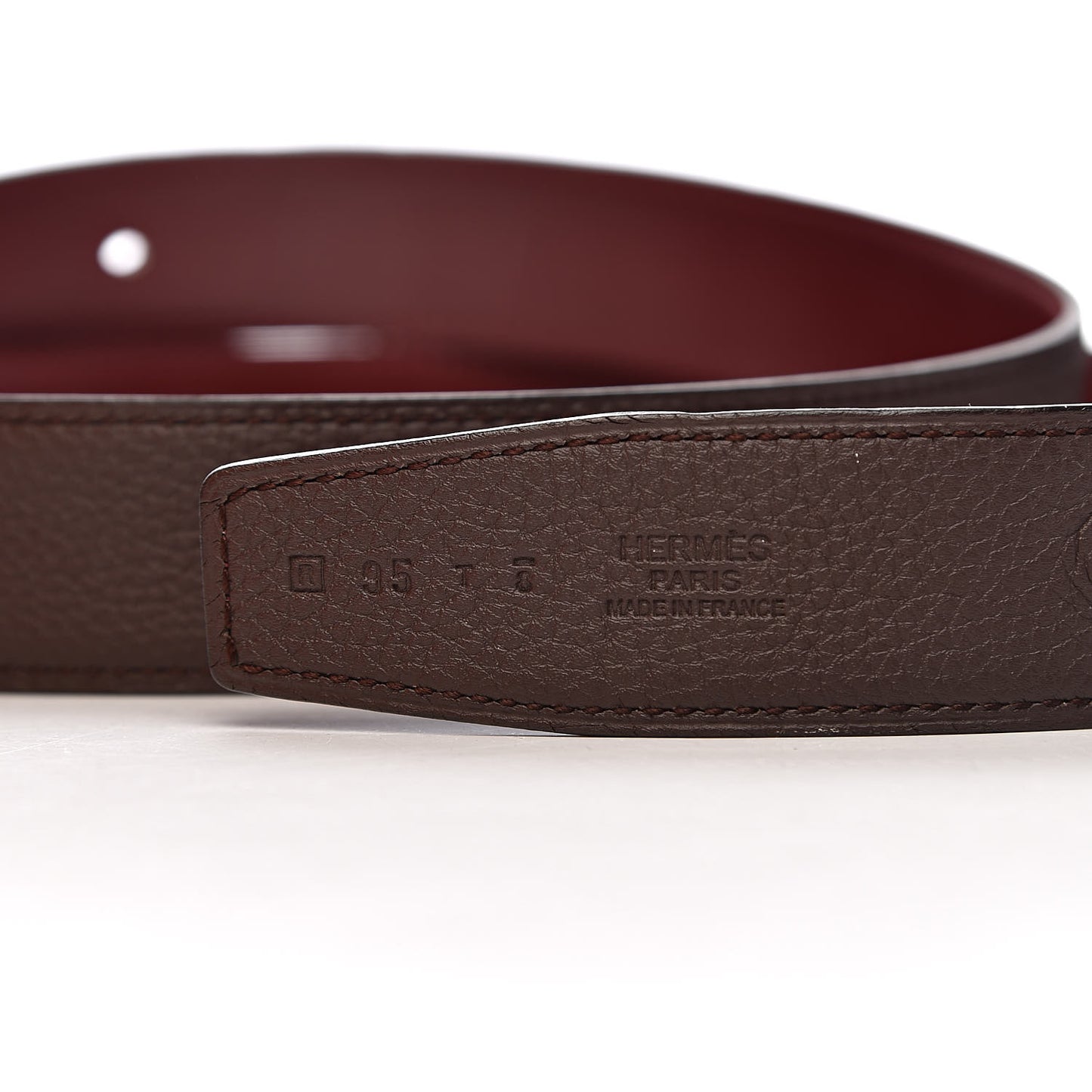 Taurillon Clemence Box 32mm Gamma Belt 95 Chocolate Rouge H