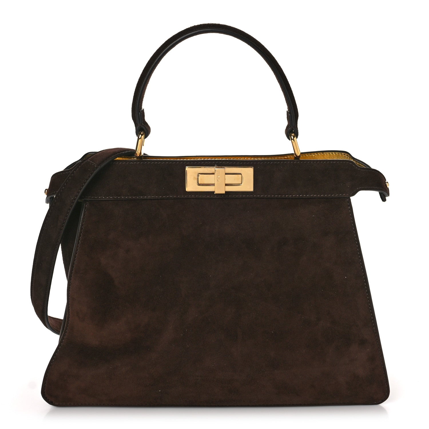 Fendi Suede Medium Peekaboo I See U Satchel Moresco Oro Chiaro 3 of 10