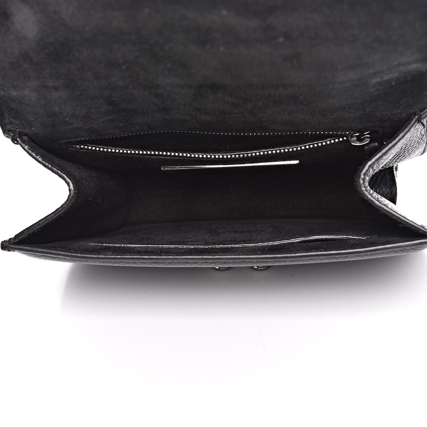 Pebbled Calfskin Small Glam Lock Rockstud Flap Black