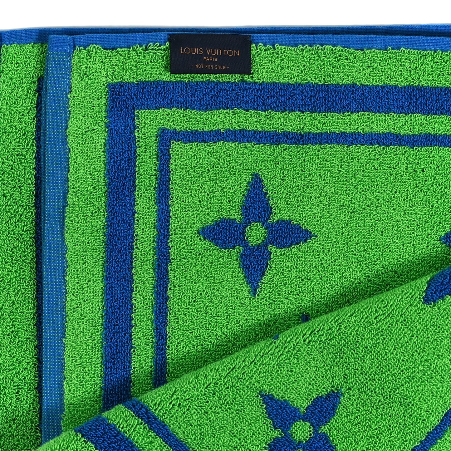 Cotton Monogram Beach Towel Blue